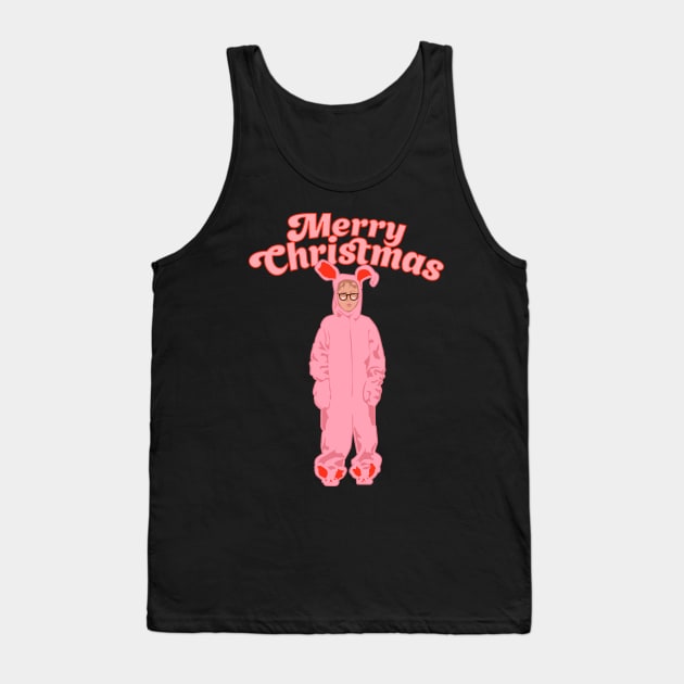 Merry Christmas - Ralphie Pink Bunny Costume - Funny Graphic Tank Top by ChattanoogaTshirt